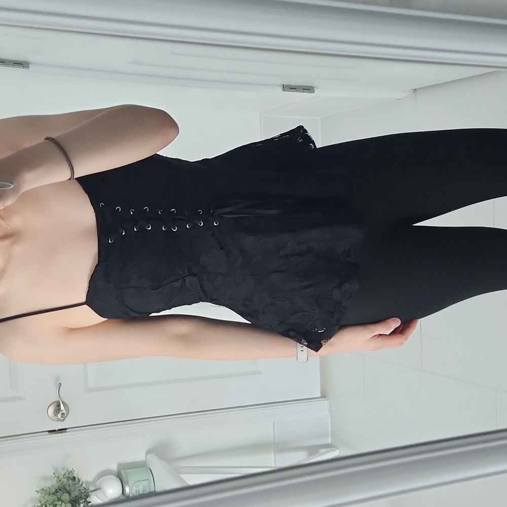 Express - Black Lace Up Corset Sweetheart Peplum Top, Size XS, NWOT